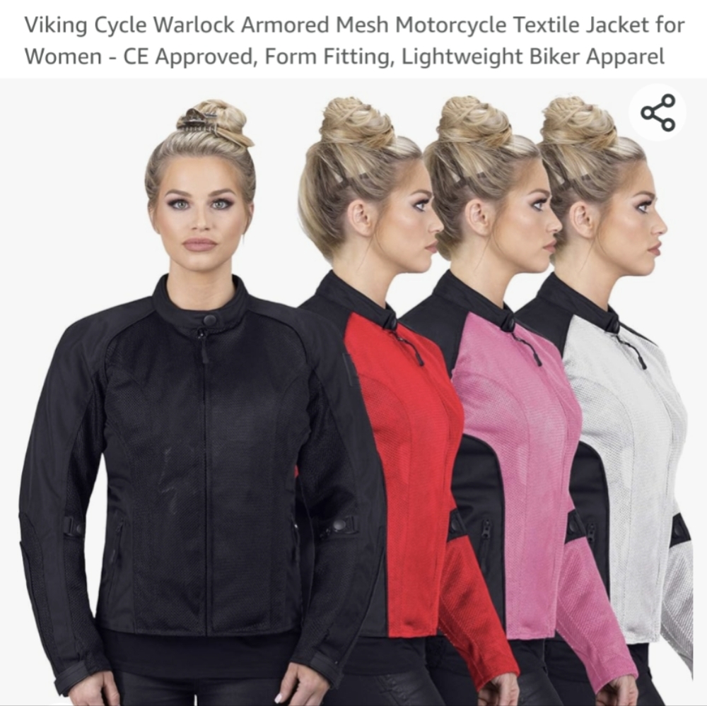 Viking Cycle Warlock Armored Mesh Motorcycle Textile Jacket for Women - SIZE 4XL
